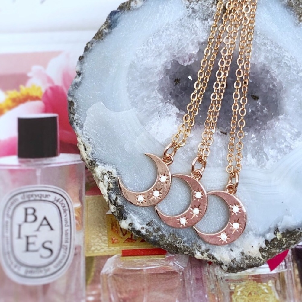 🖤Host Pick🖤 Rose Gold Pave Moon Necklace - Picture 2 of 6